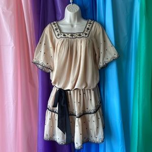 Lucca Tan/Black Sheer Flapper Dress
